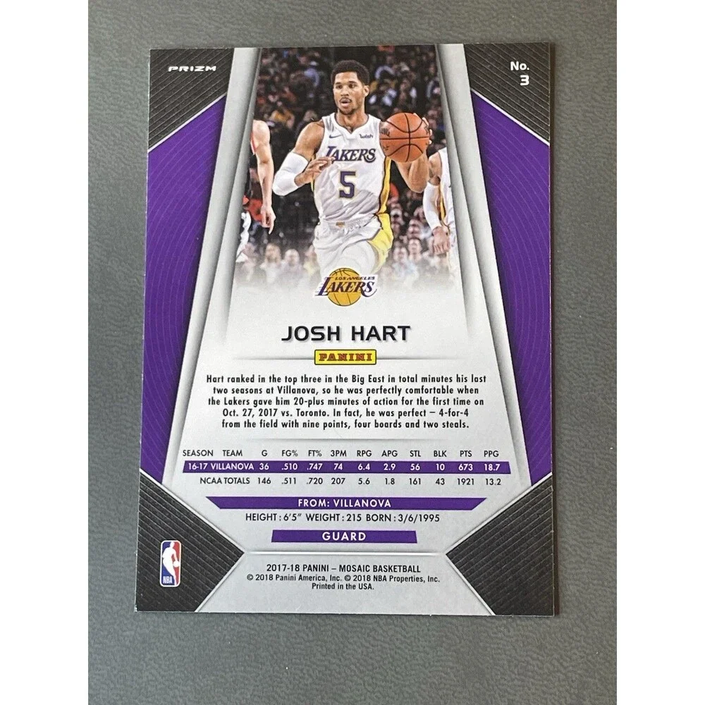2017-18 Mosaic Prizm Josh Hart #3 Lot Silver Green Orange Blue Red Purple /99